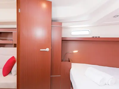 Cabin on Capriccio, a Hanse Yachts Hanse 385 sailboat at Lavreotiki Municipal Unit, Greece