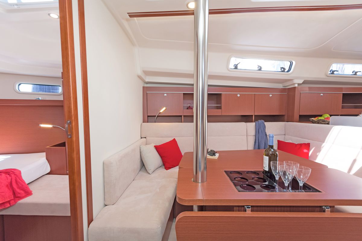 Salon of Capriccio, a Hanse Yachts Hanse 385 sailboat at Lavreotiki Municipal Unit, Greece
