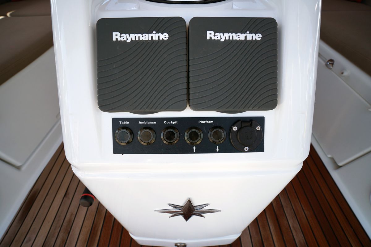 Cockpit of Red Marlin, a Jeanneau Sun Odyssey 490 sailboat at Marmaris, Turkey
