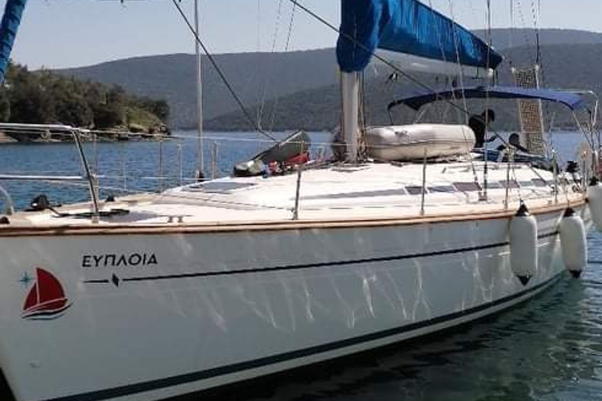 Exterior view of Orion VI, a Bavaria 44 sailboat at Volos Municipality, Greece