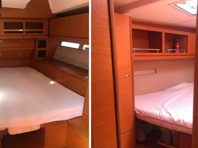 Cabin on Razzmatazz, a Dufour 56 Exclusive sailboat at Syracuse, Italy