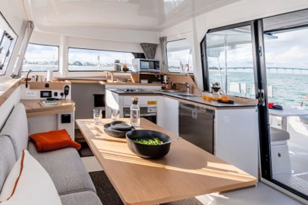 Galley of Ella, a Excess 11 catamaran at Mytikas, Greece