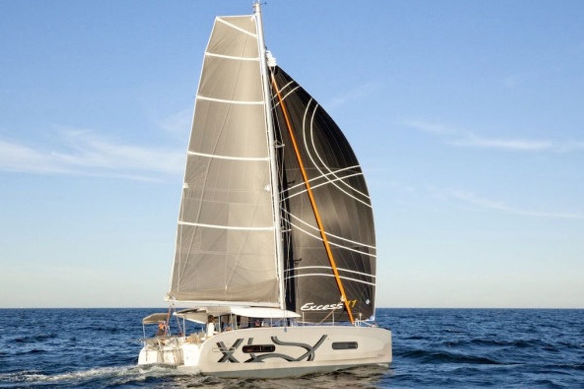 Exterior view of Ella, a Excess 11 catamaran at Mytikas, Greece