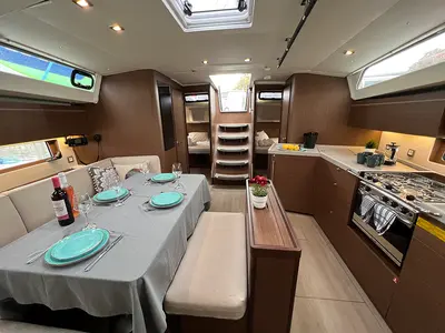 Salon of Lella Belle, a Beneteau Oceanis 46.1 sailboat at Athens, Greece