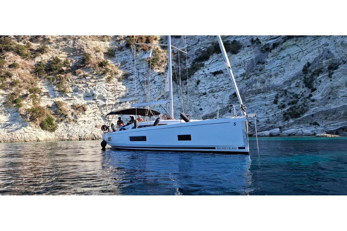 Exterior view of Lella Belle, a Beneteau Oceanis 46.1 sailboat at Athens, Greece