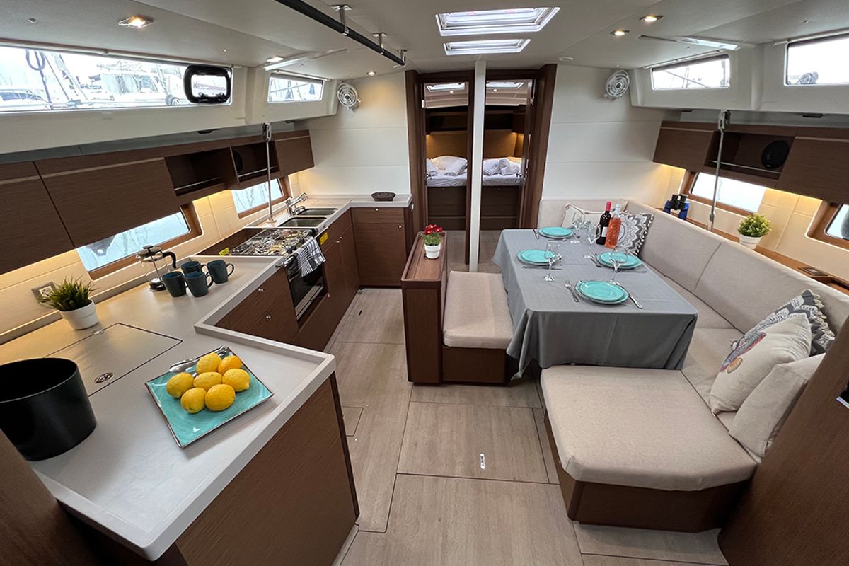 Salon of Lella Belle, a Beneteau Oceanis 46.1 sailboat at Athens, Greece