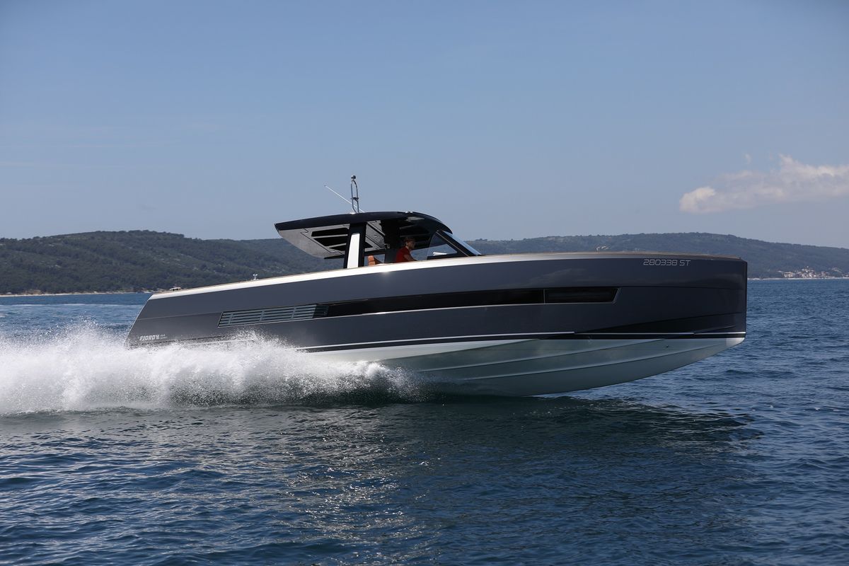 Exterior view of No Name, a Fjord 44 Open yacht at Grad Kaštela, Croatia