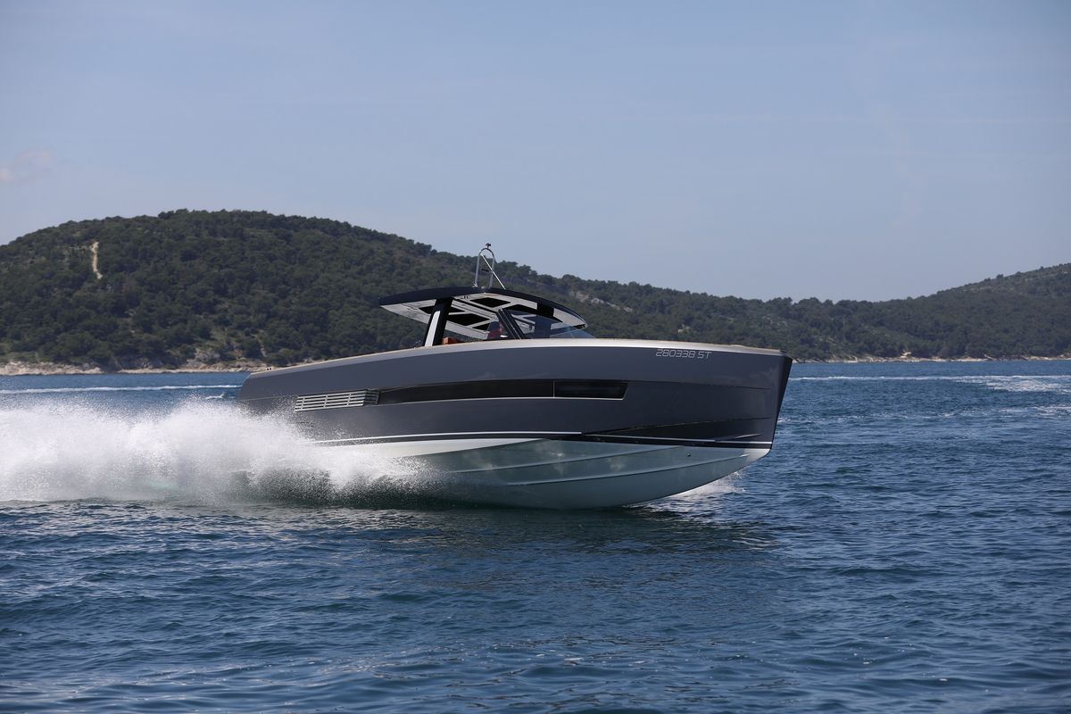 Exterior view of No Name, a Fjord 44 Open yacht at Grad Kaštela, Croatia