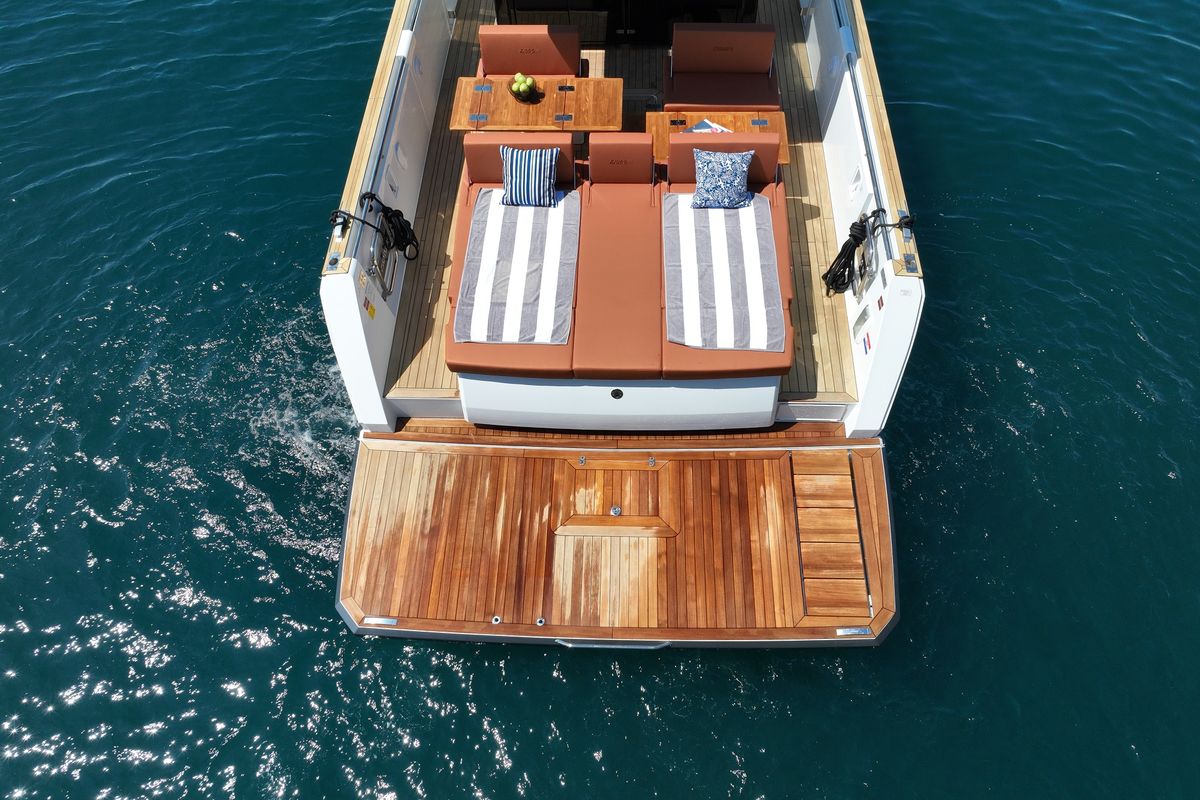 Deck of No Name, a Fjord 44 Open yacht at Grad Kaštela, Croatia