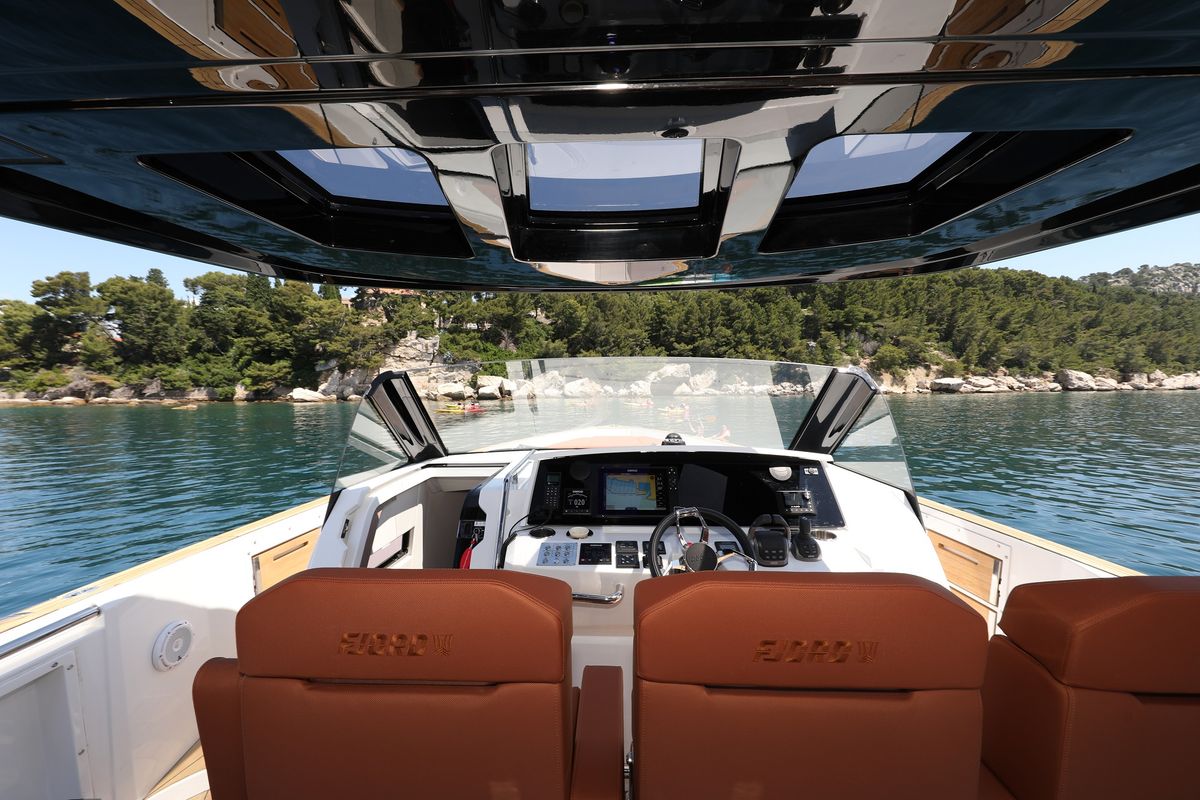 Cockpit of No Name, a Fjord 44 Open yacht at Grad Kaštela, Croatia