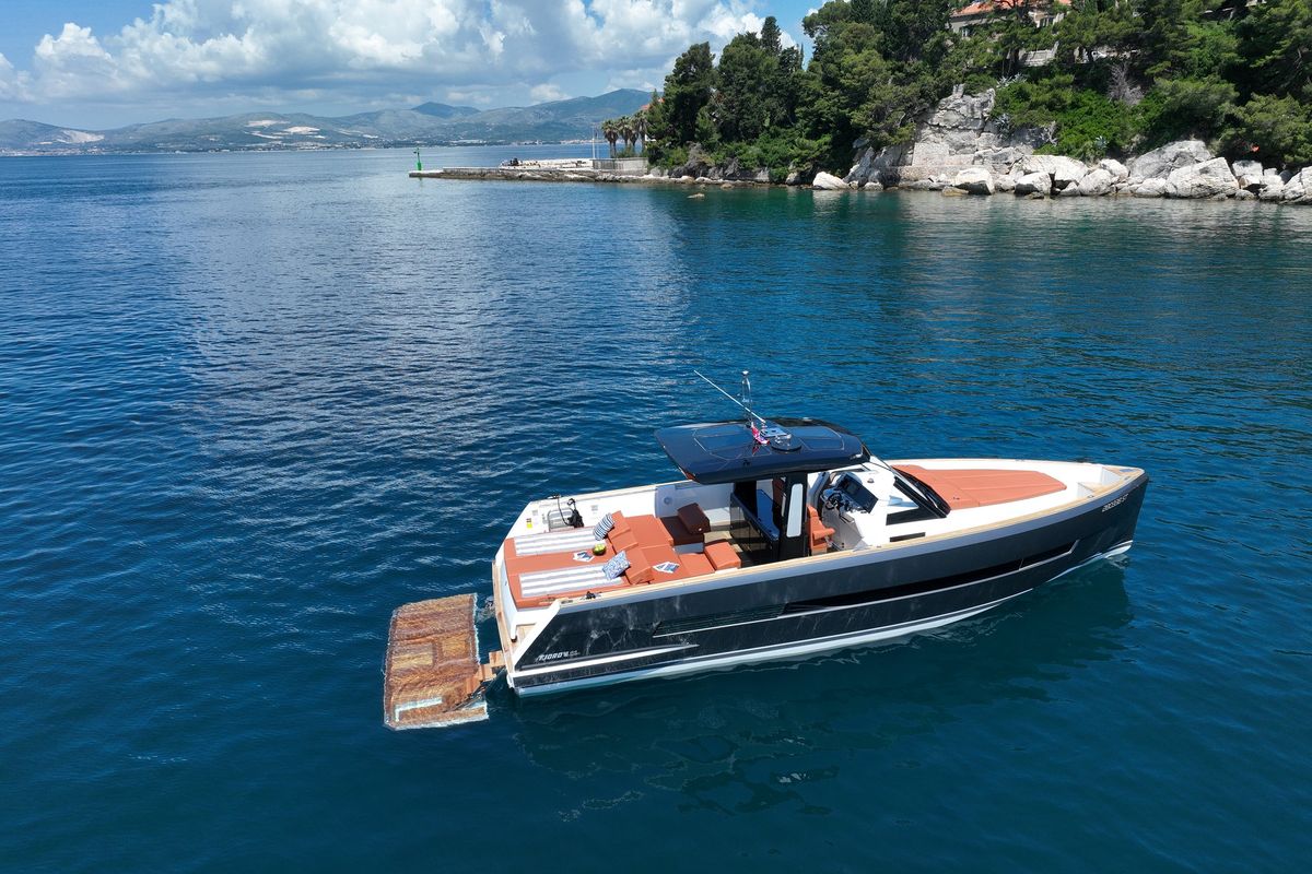 Exterior view of No Name, a Fjord 44 Open yacht at Grad Kaštela, Croatia
