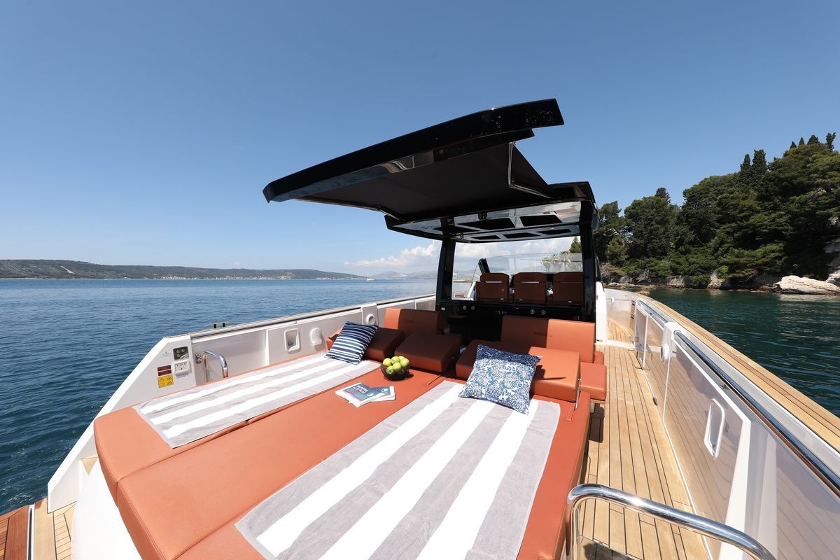 Deck of No Name, a Fjord 44 Open yacht at Grad Kaštela, Croatia