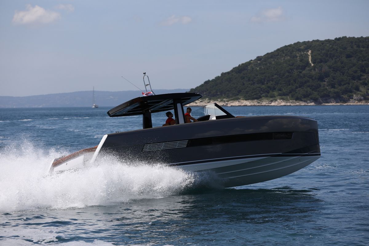 Exterior view of No Name, a Fjord 44 Open yacht at Grad Kaštela, Croatia