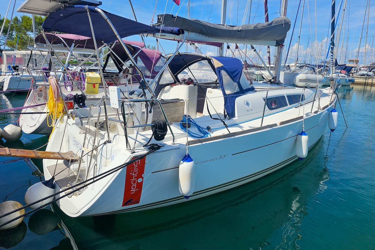 Exterior view of Energy, a Jeanneau Sun Odyssey 33i sailboat at Izola / Isola, Slovenia