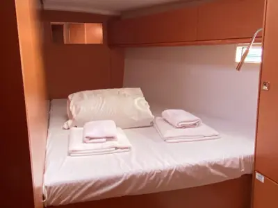 Cabin on Chagla, a Bavaria Cruiser 46 sailboat at Fethiye, Turkey