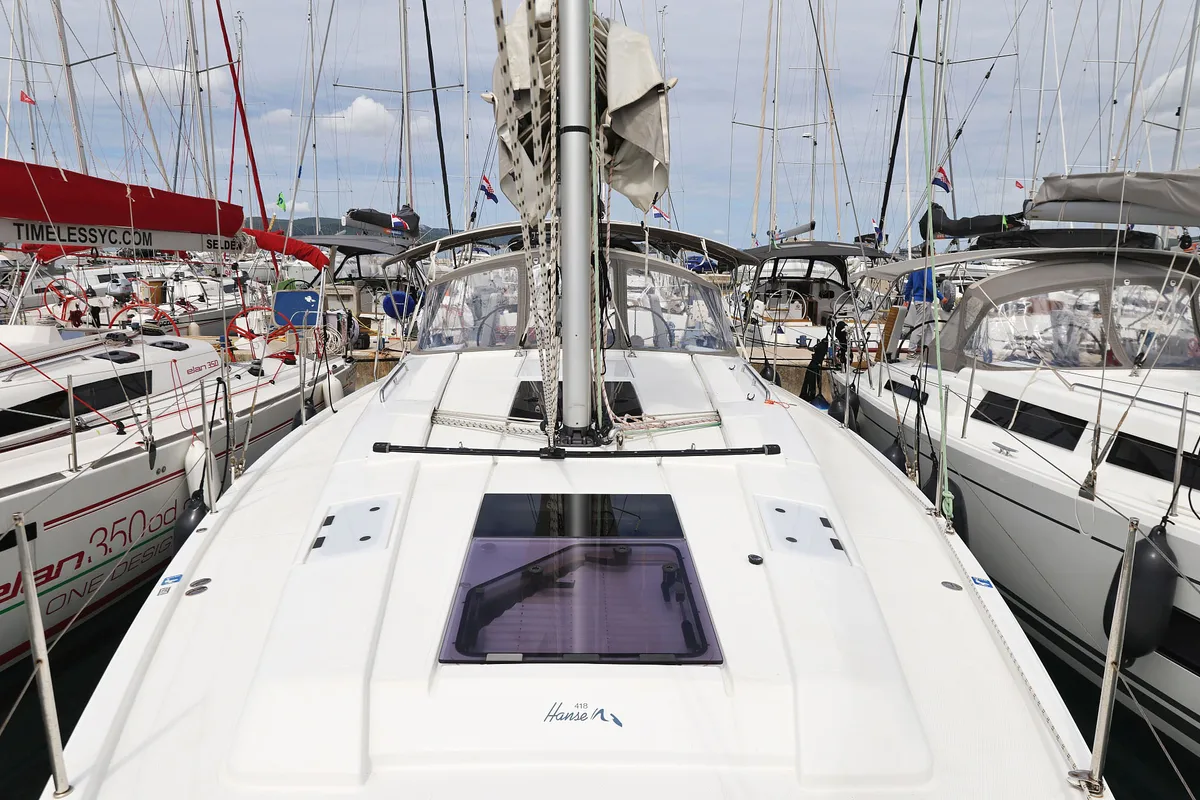 Deck of Leia, a Hanse Yachts Hanse 418 sailboat at Grad Biograd na Moru, Croatia