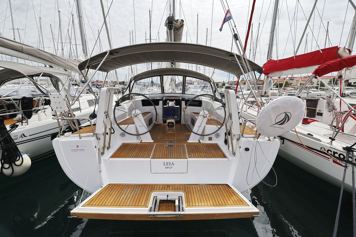Exterior view of Leia, a Hanse Yachts Hanse 418 sailboat at Grad Biograd na Moru, Croatia