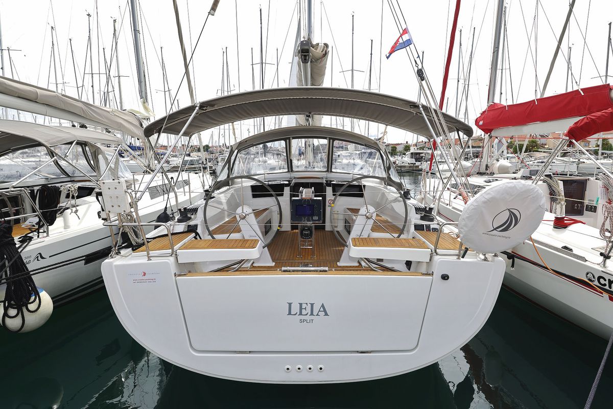 Exterior view of Leia, a Hanse Yachts Hanse 418 sailboat at Grad Biograd na Moru, Croatia