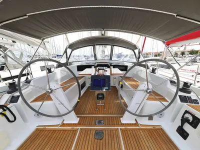 Cockpit of Leia, a Hanse Yachts Hanse 418 sailboat at Grad Biograd na Moru, Croatia