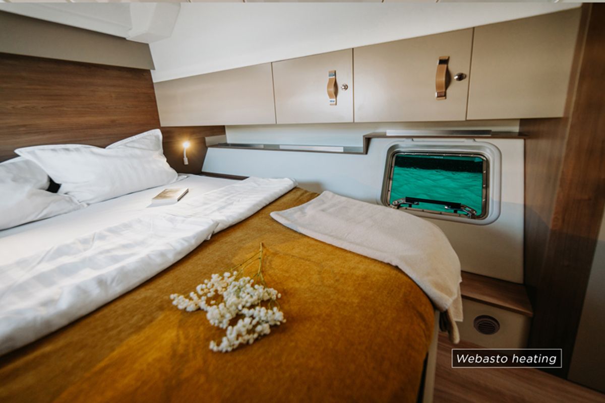 Cabin on Nor, a Bali Catspace catamaran at Grad Šibenik, Croatia