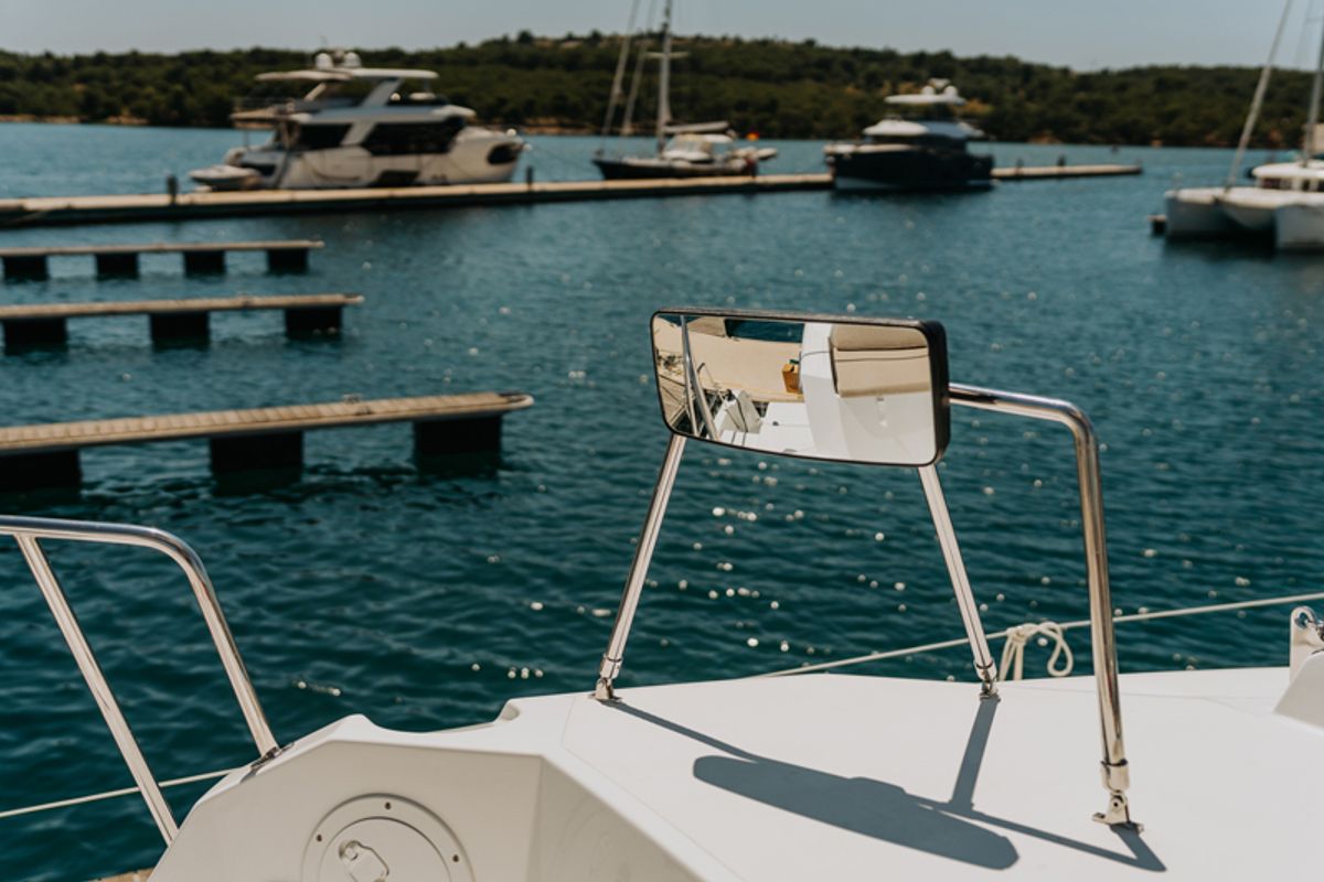 Nor, a Bali Catspace catamaran at Grad Šibenik, Croatia