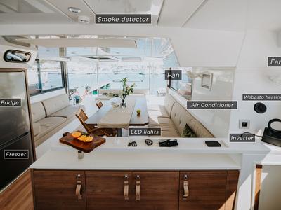 Salon of Nor, a Bali Catspace catamaran at Grad Šibenik, Croatia