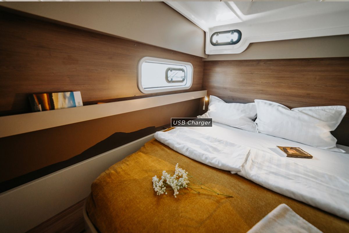 Cabin on Nor, a Bali Catspace catamaran at Grad Šibenik, Croatia