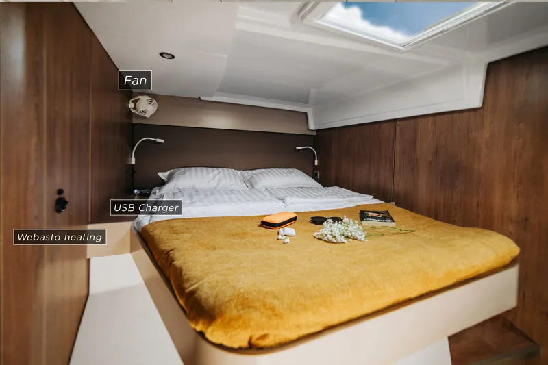 Cabin on Nor, a Bali Catspace catamaran at Grad Šibenik, Croatia