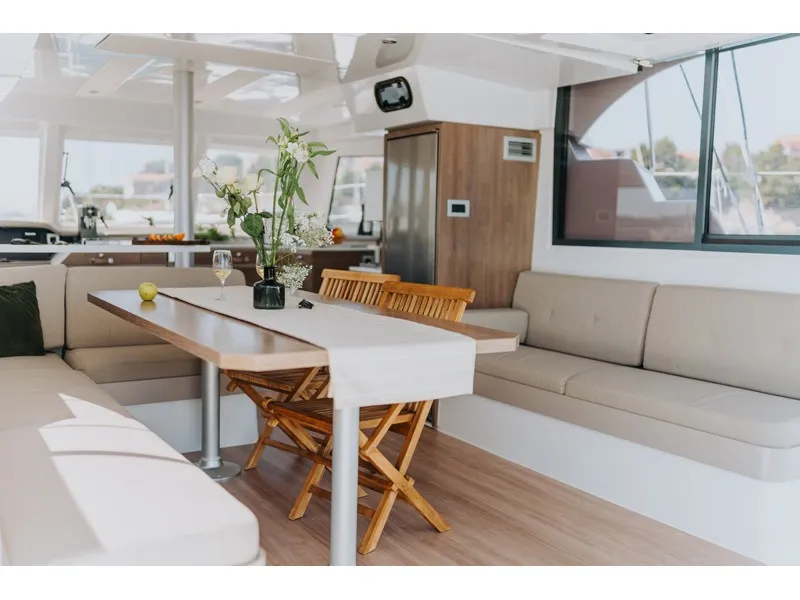 Salon of Nor, a Bali Catspace catamaran at Grad Šibenik, Croatia