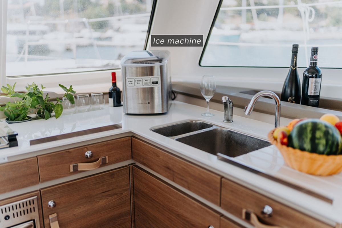 Galley of Nor, a Bali Catspace catamaran at Grad Šibenik, Croatia