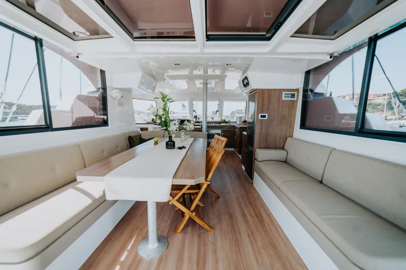 Salon of Nor, a Bali Catspace catamaran at Grad Šibenik, Croatia