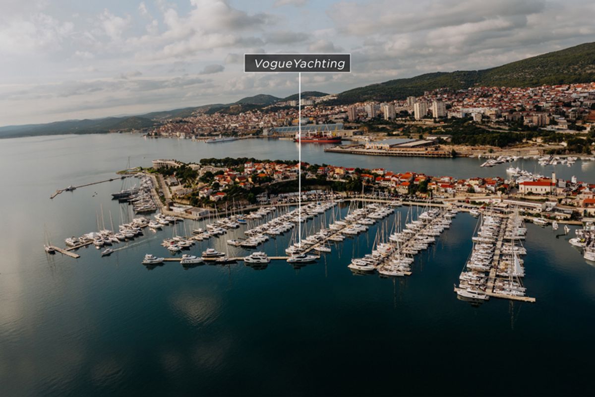 Nor, a Bali Catspace catamaran at Grad Šibenik, Croatia