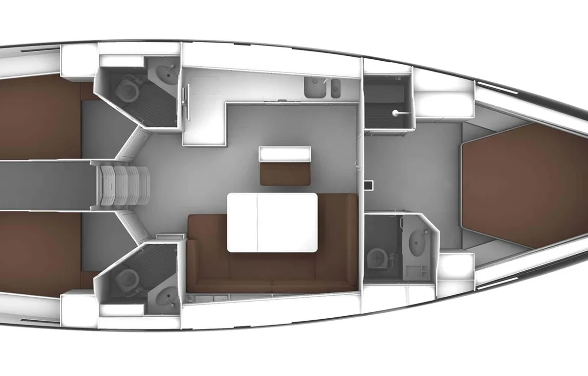 Floor plan of Michael, a Bavaria Cruiser 46 sailboat at Kos, Greece