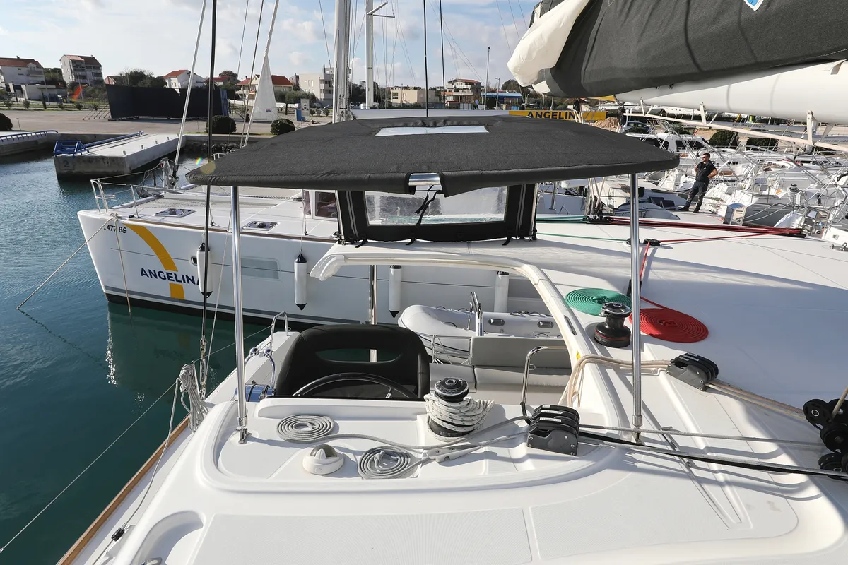 Deck of La Luna, a Lagoon 40 catamaran at Općina Sukošan, Croatia