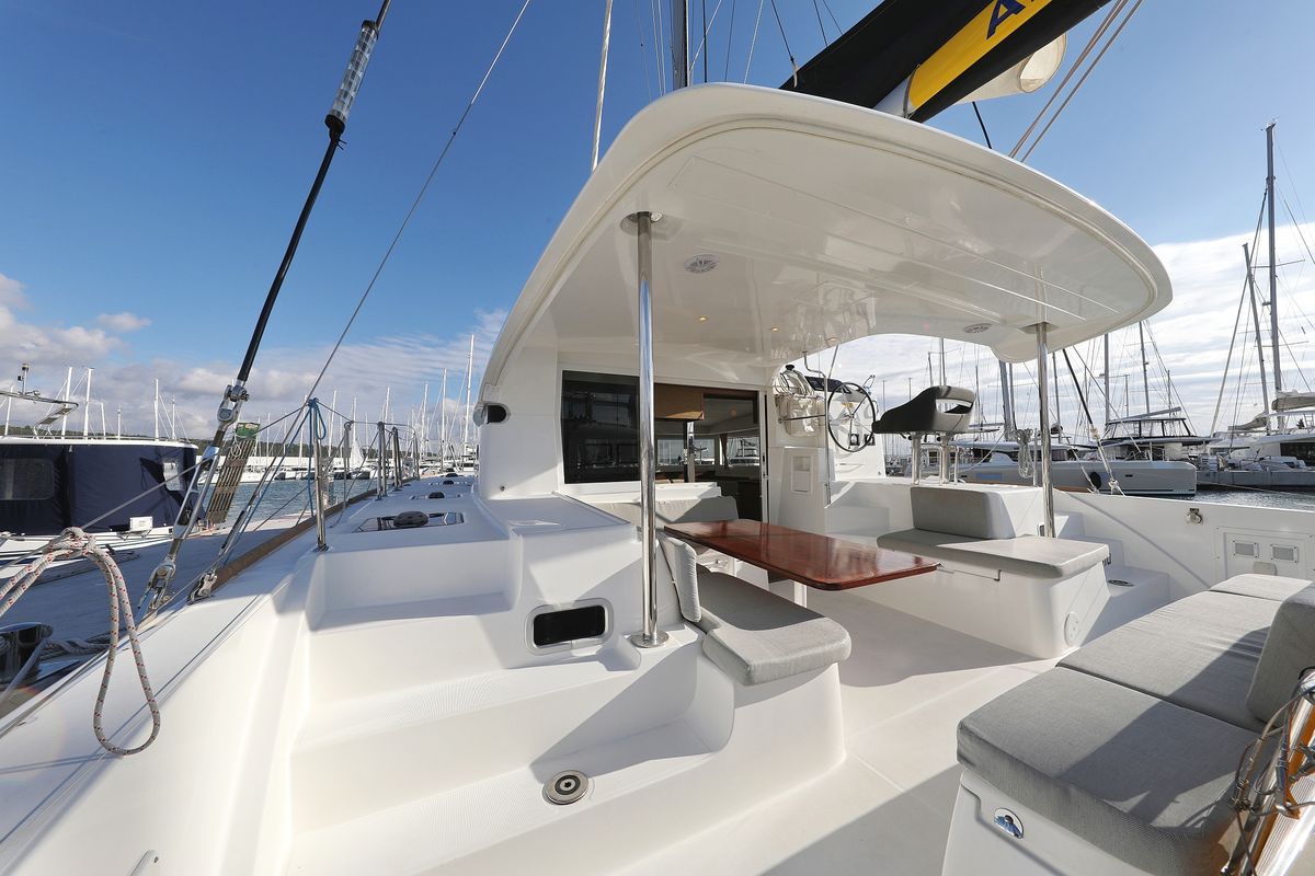 Deck of La Luna, a Lagoon 40 catamaran at Općina Sukošan, Croatia