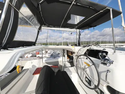 Cockpit of La Luna, a Lagoon 40 catamaran at Općina Sukošan, Croatia
