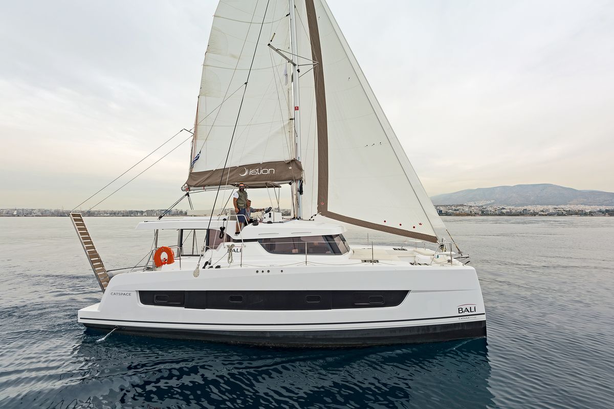Exterior view of Waterlily, a Bali Catspace catamaran at Municipal Unit of Lefkada, Greece