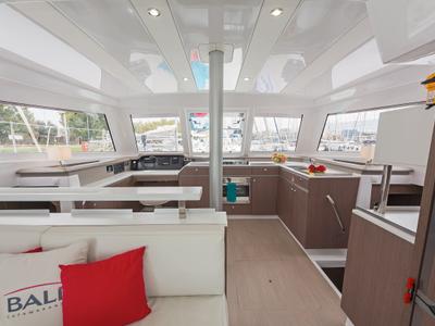 Galley of Waterlily, a Bali Catspace catamaran at Municipal Unit of Lefkada, Greece