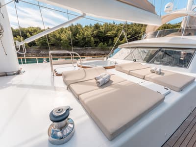 Deck of Alessandro I, a Gulet Luxury Sailing Yacht sailboat at Split, Croatia