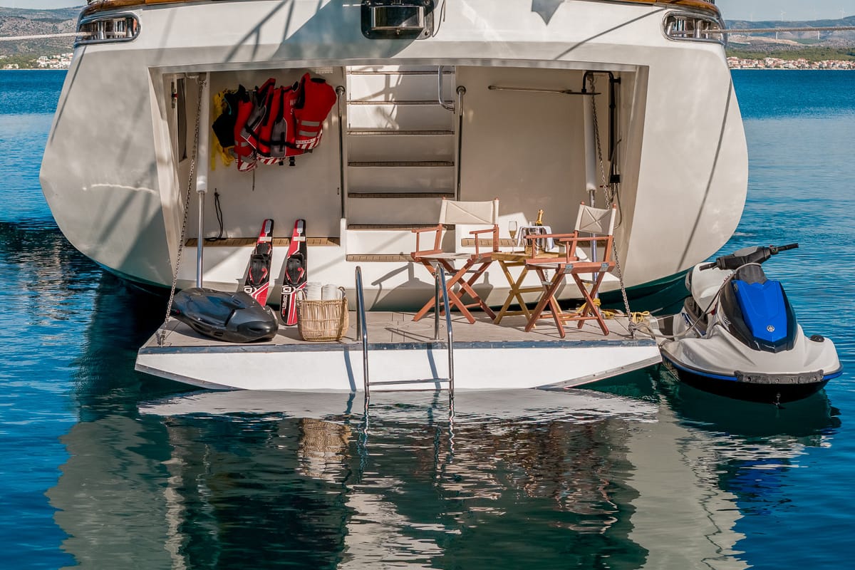 Exterior view of Alessandro I, a Gulet Luxury Sailing Yacht sailboat at Split, Croatia
