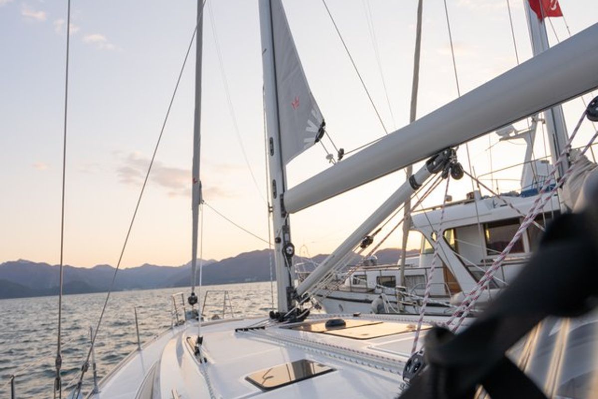 Deck of Classy, a Bavaria Cruiser 46 sailboat at Marmaris, Turkey