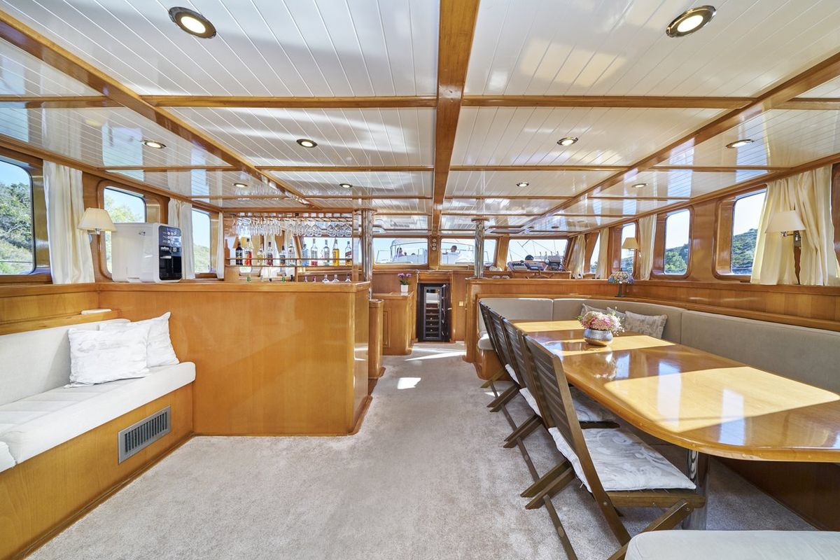 Salon of Morning Star, a Custom Made M/S Morning Star yacht at Split, Croatia