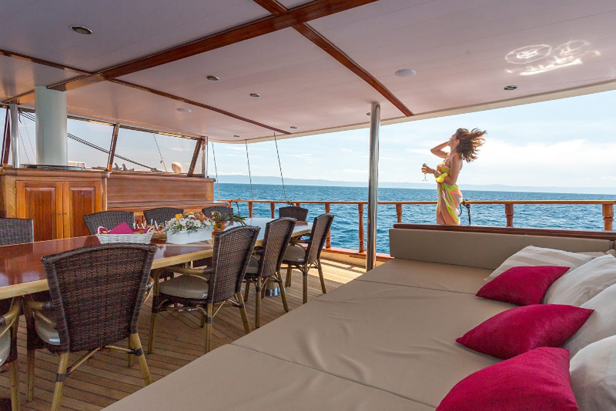 Deck of Morning Star, a Custom Made M/S Morning Star yacht at Split, Croatia