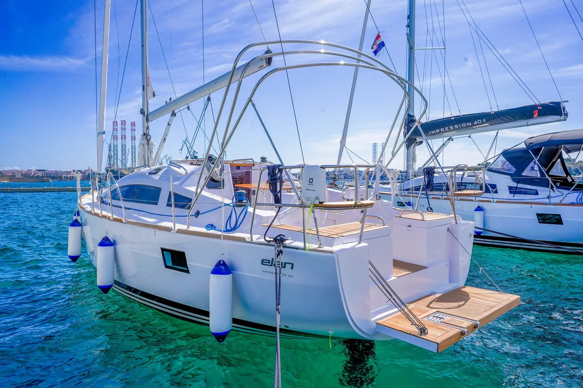 Exterior view of Micky, a Elan Impression 40.1 sailboat at Grad Pula, Croatia