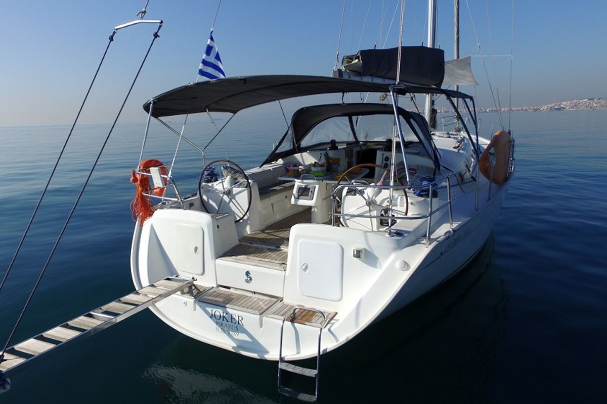 Deck of Joker, a Beneteau Cyclades 50.5 sailboat at Athens, Greece