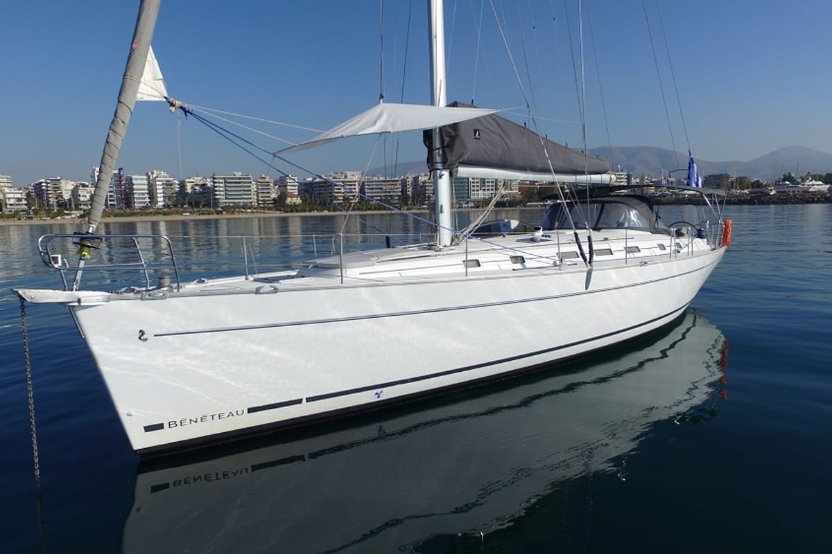 Exterior view of Joker, a Beneteau Cyclades 50.5 sailboat at Athens, Greece