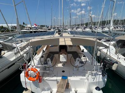 Cockpit of Kirka, a Bavaria C42 sailboat at Općina Sukošan, Croatia
