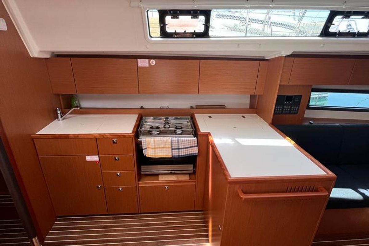 Galley of Kirka, a Bavaria C42 sailboat at Općina Sukošan, Croatia