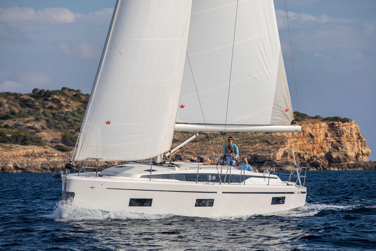 Exterior view of Kirka, a Bavaria C42 sailboat at Općina Sukošan, Croatia
