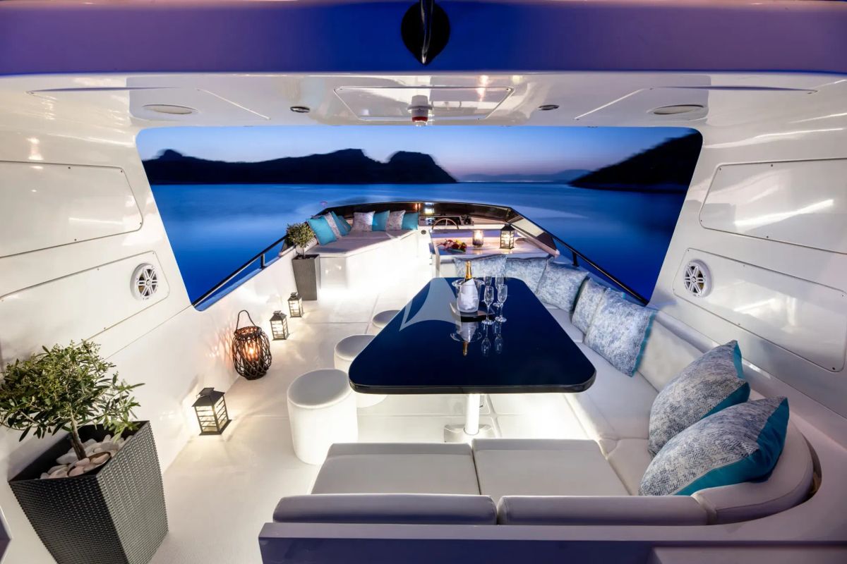 Deck of Wish, a Alfamarine 90 yacht at Athens, Greece